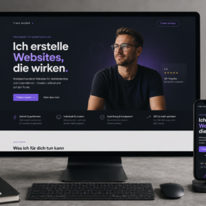 Onepager Design – professionelle einseitige Website auf Desktop und Smartphone